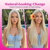 image:imageVe Sunny Seamless Clip ins Human Hair Platinum Blonde Straight 18 InchV5A 60 Moonlit Platinum Glow