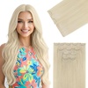 image:imageVe Sunny Seamless Clip ins Human Hair Platinum Blonde Straight 18 InchV5A 60 Moonlit Platinum Glow