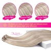 image:imageVe Sunny Seamless Clip ins Human Hair Platinum Blonde Straight 18 InchV5B P18A613 Powder Snow Blonde Highlight