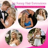 image:imageVe Sunny Seamless Clip ins Human Hair Platinum Blonde Straight 18 InchV5B P18A613 Powder Snow Blonde Highlight