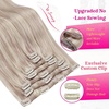image:imageVe Sunny Seamless Clip ins Human Hair Platinum Blonde Straight 18 InchV5B P18A613 Powder Snow Blonde Highlight