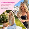 image:imageVe Sunny Seamless Clip ins Human Hair Platinum Blonde Straight 18 InchV5C P1622 Amber Glow Highlights