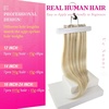 image:imageVe Sunny Seamless Clip ins Human Hair Platinum Blonde Straight 18 InchV5C P1622 Amber Glow Highlights