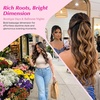 image:imageVe Sunny Seamless Clip ins Human Hair Platinum Blonde Straight 18 InchV7A 1B427 Natural Black Ombre Brown Balayage Blonde