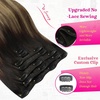 image:imageVe Sunny Seamless Clip ins Human Hair Platinum Blonde Straight 18 InchV7A 1B427 Natural Black Ombre Brown Balayage Blonde