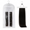 image:imageExtensions Hanger with DustProof Storage Bag Holder Hair Extensions Hairpieces Waterproof Portable Suit With Transparent Zip Up Closure White Color 1 Set