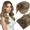 image:imageSunny Hair Clip in Hair Extensions Real Human Hair Balayage Blonde 24 Inch