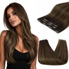 image:imageSunny Hair Clip in Hair Extensions Real Human Hair Dark Brown Balayage