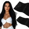 image:imageSunny Hair Clip in Hair Extensions Real Human Hair Jet Black 20 Inch 170g