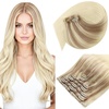 image:imageSunny Hair Clip in Hair Extensions Real Human Hair Ombre Blonde Highlights