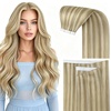 image:imageSunny Hair Tape in Weft Hair Extensions Human Hair 1 Jet Black 18 InchGUTP1622 Highlight Blonde
