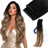 image:imageSunny Hair Weft Hair Extensions Human Hair Dark Brown With BlondeButterfly111B418 Black Balayage Ash Blonde