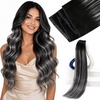 image:imageSunny Hair Weft Hair Extensions Human Hair Dark Brown With BlondeButterfly111BS1B Black Balayage Silver Grey