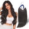 image:imageSunny Hair Wire Hair Extensions Real Human Hair Adjustable Line HairpieceB2 1C Mocha Black