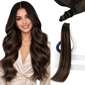 image:imageSunny Hair 18 Inch Genius Weft Hair Extensions Human Hair Blonde 60GGenius 226Dark Brown Balayage Medium Brown