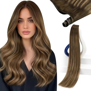 image:imageSunny Hair 18 Inch Genius Weft Hair Extensions Human Hair Blonde 60GGenius4274Dark Brown Balayage Caramel Blonde