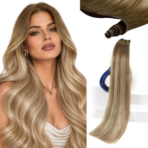 image:imageSunny Hair 18 Inch Genius Weft Hair Extensions Human Hair Blonde 60GGenius6606Medium Brown Balayage Platinum Blonde