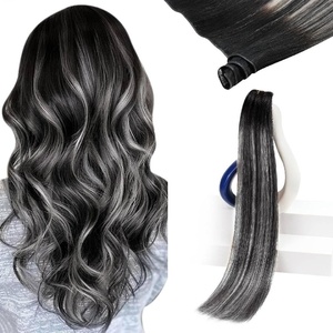 image:imageSunny Hair 18 Inch Genius Weft Hair Extensions Human Hair Blonde 60GGeniusNatural Black Ombre Silver 1BS1B