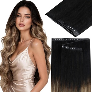 image:imageSunny Hair 18 Inch Genius Weft Hair Extensions Human Hair Blonde 60GPU Butterfly Bala 1B418 Black Balayage Ash Blonde