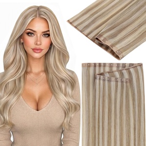 image:imageSunny Hair 18 Inch Genius Weft Hair Extensions Human Hair Blonde 60GPU Butterfly1060 Dark Golden Blonde Highlight