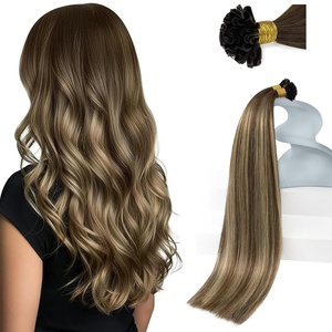 image:imageSunny Hair 22 Inch U Tip Hair Extensions Human Hair Dark Brown Balayage