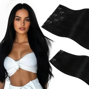 image:imageSunny Hair Clip in Hair Extensions Real Human Hair Jet Black 20 Inch 170g