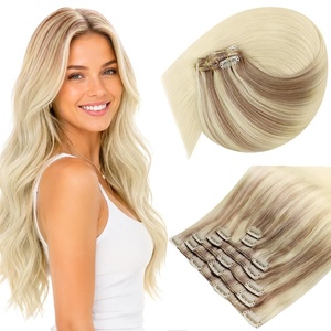 image:imageSunny Hair Clip in Hair Extensions Real Human Hair Ombre 18 Inch 135g