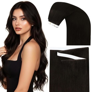 image:imageSunny Hair Tape in Weft Hair Extensions Human Hair 1 Jet Black 18 InchGUTP2 Darkest Brown
