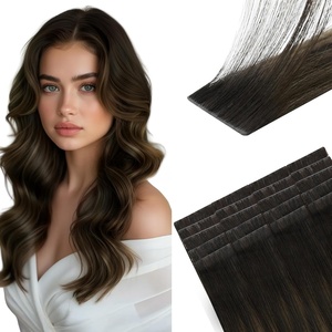 image:imageSunny Hair Tape in Weft Hair Extensions Human Hair 1 Jet Black 18 InchIJTP226 Balayage Brown