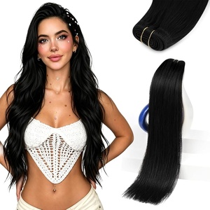 image:imageSunny Hair Weft Hair Extensions Human Hair Dark Brown With BlondeA1 1Jet Black