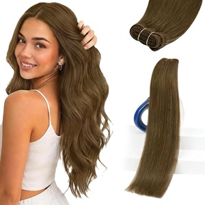 image:imageSunny Hair Weft Hair Extensions Human Hair Dark Brown With BlondeA23Golden Walnut Brown