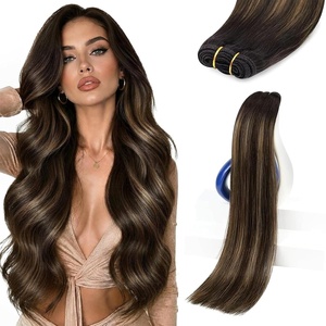 image:imageSunny Hair Weft Hair Extensions Human Hair Dark Brown With BlondeA3226Dark Brown Balayage Medium Brown