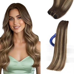 image:imageSunny Hair Weft Hair Extensions Human Hair Dark Brown With BlondeA34244Dark Brown Balayage Golden Blonde