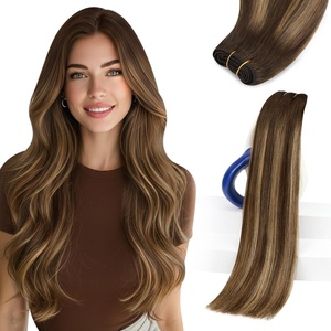 image:imageSunny Hair Weft Hair Extensions Human Hair Dark Brown With BlondeA34274Dark Brown Balayage Caramel Blonde