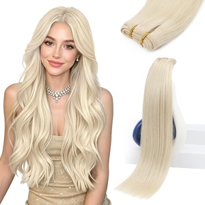 image:imageSunny Hair Weft Hair Extensions Human Hair Dark Brown With BlondeA4 60Platinum Blonde
