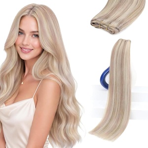 image:imageSunny Hair Weft Hair Extensions Human Hair Dark Brown With BlondeA418P613Ash Blonde Highlights