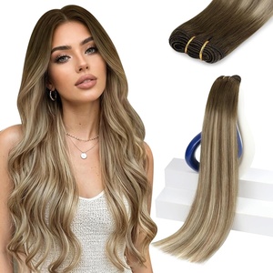 image:imageSunny Hair Weft Hair Extensions Human Hair Dark Brown With BlondeA43822Cool Brown Ombre Blonde