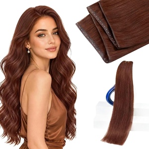 image:imageSunny Hair Weft Hair Extensions Human Hair Dark Brown With BlondeButterfly1133 Mahogany Brown