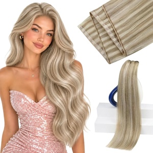 image:imageSunny Hair Weft Hair Extensions Human Hair Dark Brown With BlondeButterfly21060 Dark Golden Blonde Highlight