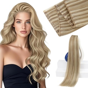image:imageSunny Hair Weft Hair Extensions Human Hair Dark Brown With BlondeButterfly216P22Golden Blonde Highlights