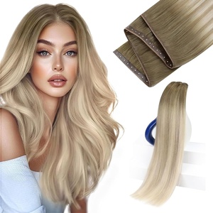 image:imageSunny Hair Weft Hair Extensions Human Hair Dark Brown With BlondeButterfly2186060A SUNAsh Blonde Ombre Blonde