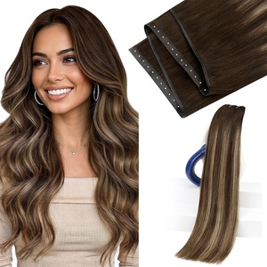 image:imageSunny Hair Weft Hair Extensions Human Hair Dark Brown With BlondeButterfly34274 Chocolate Brown Balayage Caramel Blonde