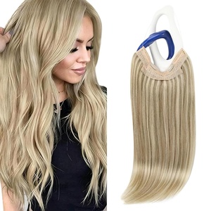 image:imageSunny Hair Wire Hair Extensions Real Human Hair Adjustable Line HairpieceA1 1622 Golden Blonde Highlight