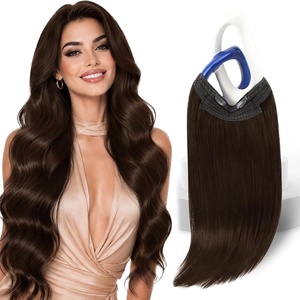 image:imageSunny Hair Wire Hair Extensions Real Human Hair Adjustable Line HairpieceA3 4 Chocolate Brown