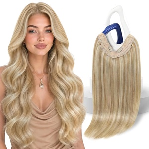 image:imageSunny Hair Wire Hair Extensions Real Human Hair Adjustable Line HairpieceB2 27613 Honey Blonde Highlight