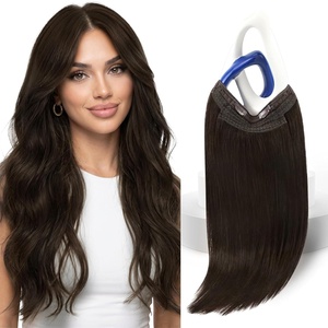 image:imageSunny Hair Wire Hair Extensions Real Human Hair Adjustable Line HairpieceC1 2B Medium Natural Brown