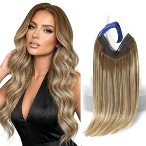 image:imageSunny Hair Wire Hair Extensions Real Human Hair Adjustable Line HairpieceC1 6606 Medium Brown Balayage