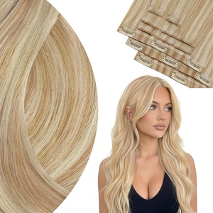 image:imageVe Sunny Genius Human Hair Extensions Clip ins Balayage 14 InchW1P2760 Honey Blonde Highlights