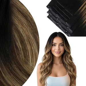 image:imageVe Sunny Genius Human Hair Extensions Clip ins Short BlondeW1 1B427 Natural Black Ombre Balayage Brown Blonde