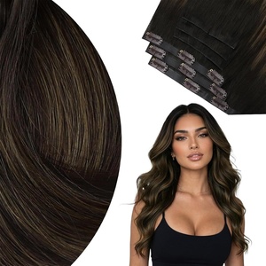 image:imageVe Sunny Genius Human Hair Extensions Clip ins Short BlondeW2 226 Dark Brown Balayage